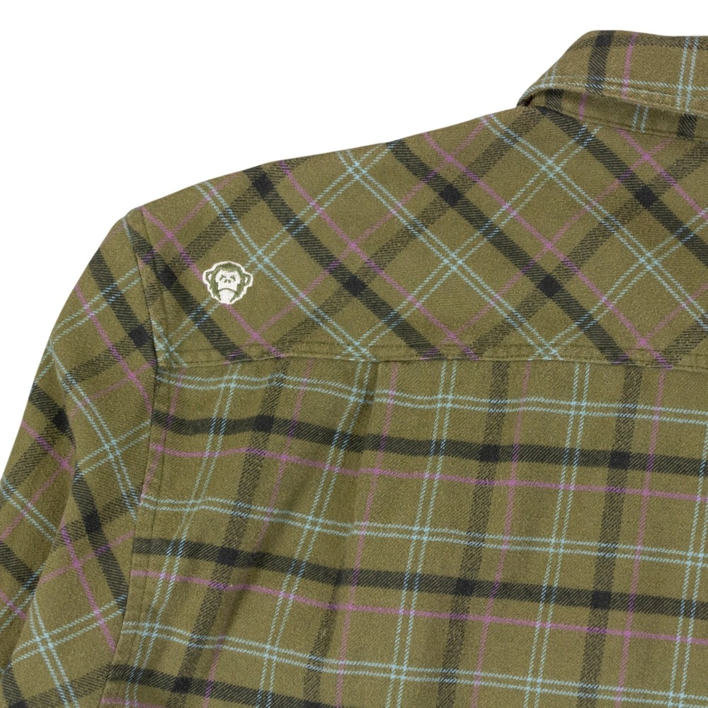 Howler Bros Harkers Flannel Shirt Mens M Green Plaid Cotton‎ Blend Shooter Patch - Picture 8 of 11